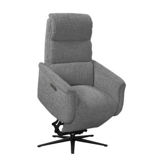 Fauteuil Relax Électrique Releveur Pivotant Bi-moteur Tissu Croisé Gris Graphite - Willy