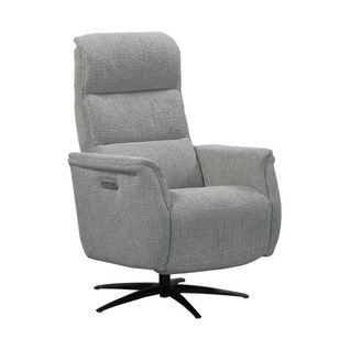 Fauteuil Relax Électrique Pivotant Tri-moteur Tissu Croisé Gris Graphite Réglable En Hauteur - John