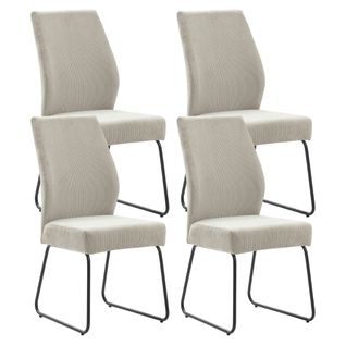 Lot De 4 Chaises En Velours Côtelé Et Pieds En Métal Laqué Coloris Pierre - Alian