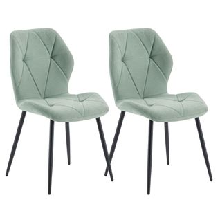 Lot De 2 Chaises En Tissu Polyester Doux Aigue-marine Et Pieds En Métal Laqué Noir - Luciana