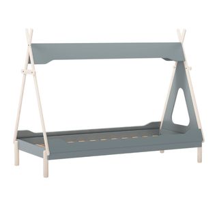 Lit Tipi 90x190 En Mdf Et Pin Massif Laqué Vert Pétrole Et Ciré Naturel - Nolian