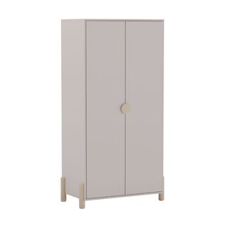 Penderie 2 Portes En Mdf Et Pin Massif Laqué Crème Pieds En Pin Naturel - Enora