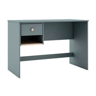 Bureau 1 Tiroir Et 1 Niche En Pin Massif Et Mdf Laqué Vert Kaki Et Naturel - Kaina