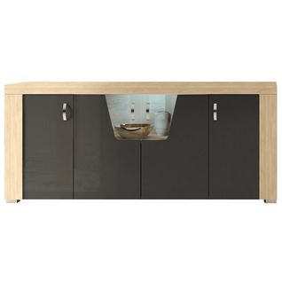 Buffet 4 Portes Aspect Chêne Miel Avec Eclairage LED - Guest