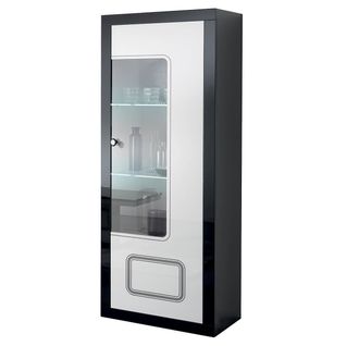 Vitrine 1 Porte Droite Laqué Noir Et Blanc - Robbie