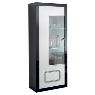 Vitrine 1 Porte Gauche Laqué Noir Et Blanc - Robbie
