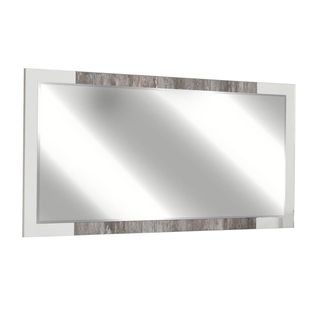 Miroir Rectangulaire Laqué Blanc Et Effet Bois Taupe - Denys