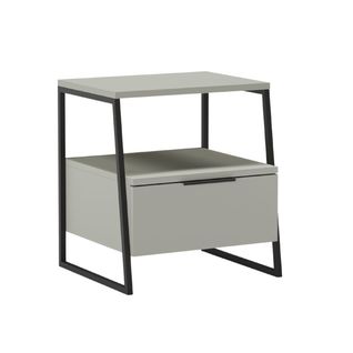 Chevet 2 Niveaux Avec 1 Tiroir En Mélaminé Vert Sauge Et Structure En Métal Laqué Noir - Veliani