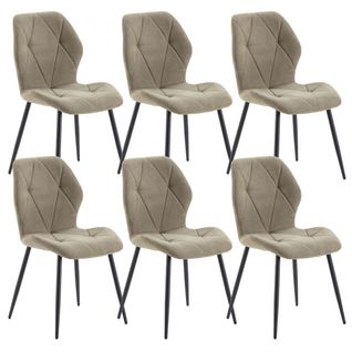 Lot De 6 Chaises En Tissu Polyester Doux Vert Et Pieds En Métal Laqué Noir - Luciana