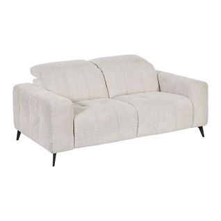 Canapé 2 Places Fixe En Tissu Poils Courts Style Sherpa Crème - Alkane