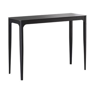 Console Plateau Mdf Placage Céramique Noir Marbré Et Piètement En Acier Laqué Anthracite - Sleek