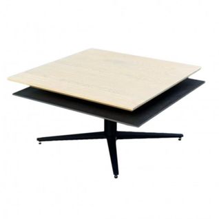 Table Basse Carrée Avec Plateau Supérieur Pivotant En Céramique Finition Chêne Et Acier Marron - Fu