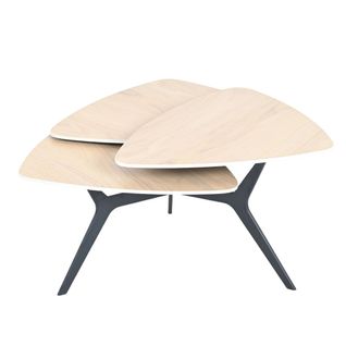 Table Basse Avec 3 Plateaux Pivotants En Céramique Finition Chêne - Nexus
