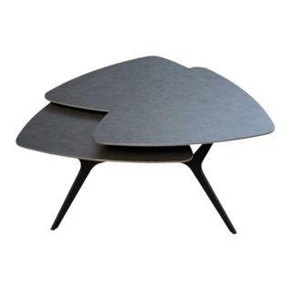 Table Basse Avec 3 Plateaux Pivotants En Céramique Finition Acier Marron - Nexus