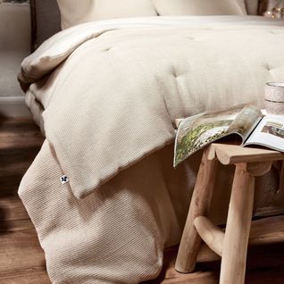 Housse De Couette 240x220cm En Coton Nid D'abeille Coloris Pampa - Almara