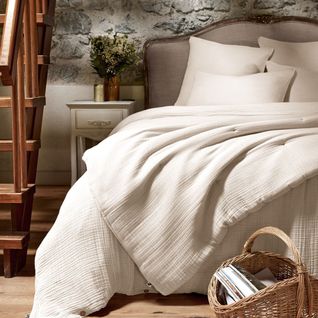 Housse De Couette 260x240cm Gaze De Coton Coloris Pampa - Inalia