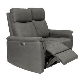 Canapé 2 Places Relax Électrique Tissu Polyester Imitation Cuir Gris Foncé - Giacomo