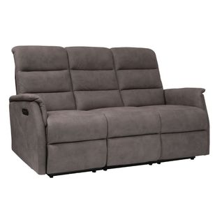 Canapé 3 Places Relax Électrique Tissu Polyester Imitation Cuir Gris-brun Marbré - Donatello