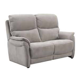 Canapé 2 Places Fixe Tissu Polyester Imitation Peau Gris Clair - Sultan