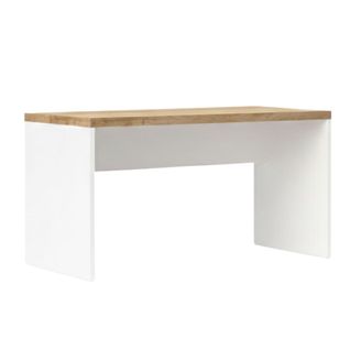 Bureau 160cm Blanc Laqué Brillant Avec Plateau En Chêne 38mm - Genius
