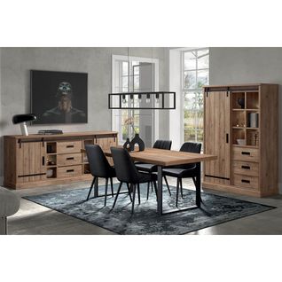 Ensemble Séjour Industriel Complet Avec Table 200cm Piètement U - Cedra