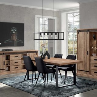 Ensemble Séjour Industriel Complet Avec Table 230cm Piètement U - Cedra