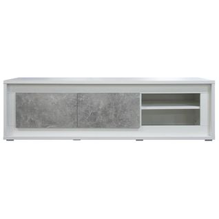 Meuble TV 2 Portes Effet Béton Avec Eclairage LED - Skala