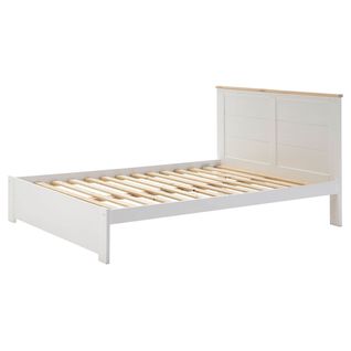 Lit 140x190cm Mdf Blanc Et Pin Massif - Tori