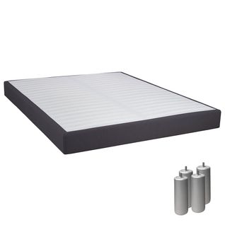 Sommier Tapissier Démontable 2x20 Lattes 140x190cm Anthracite + Pieds Argent 15cm - Tapikit