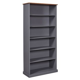 Bibliothèque 6 Niches Bois Massif Laqué Gris - Melina