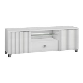 Meuble TV 2 Portes Laqué Blanc Avec LEDs - Marika