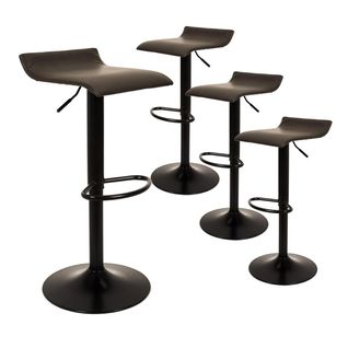 Lot De 4 Tabourets Simili Cuir Marron Foncé - Boly