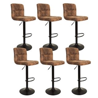 Lot De 6 Tabourets Simili Marron Camel - Julio