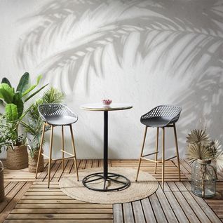 Ensemble Table Haute + 2 Tabourets Pp Gris - Jakarta