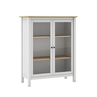 Vitrine Basse 2 Portes En Pin Massif Blanc - Maks