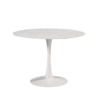 Table Ronde Ø110cm Céramique Blanche Motif Craquelures - Scars