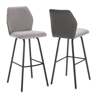 Lot De 4 Tabourets Bi-matière Bi-ton Tissu Gris Clair Et Simili Anthracite - Jasda