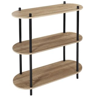 Etagère 3 Tablettes Ovales Aspect Bois Pieds Noirs - Entas