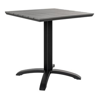 Table Carrée Lames Effet Bois Gris Et Piétement Métal Noir - Barnam