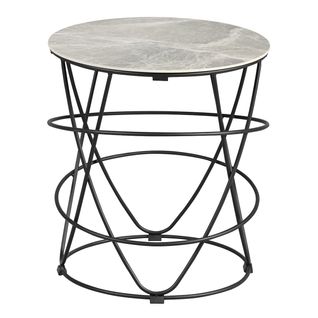 Bout De Canapé Rond Plateau Céramique - Cathleen