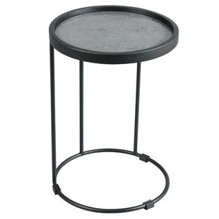 Table D'appoint Ronde Ø36cm Aspect Céramique Grise - Keria