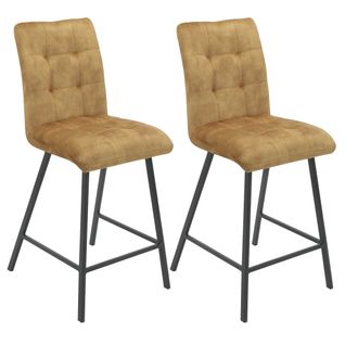 Lot De 2 Tabourets De Bar Capitonnés Jaune - John