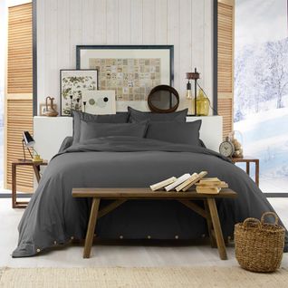 Housse De Couette 260x240cm Flanelle De Coton Coloris Orage - Hedda