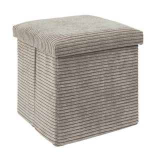 Pouf Coffre Pliable Côtelé Taupe 38x38 Cm - Amory
