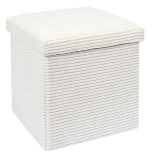 Pouf Coffre Pliable Côtelé Beige 38x38 Cm - Amory