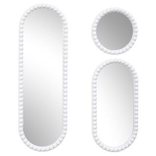 Lot De 3 Miroirs Blanc 75x25 Cm / 50x25 Cm / Ø25 Cm - - Toris