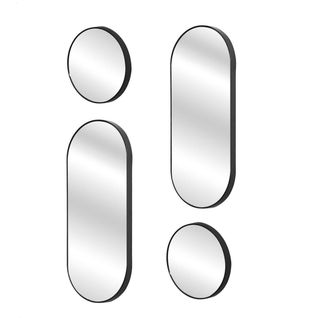 Ensemble De 4 Miroirs Déco Ronds Et Ovale Noir - Vilon