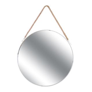 Miroir Rond Avec Anse En Jonc Contour Blanc D.50 Cm - Abram