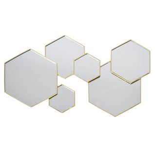 Miroir Hexagonal Doré Décoratif - Keris