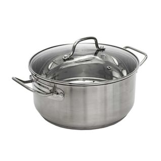 Faitout En Inox Avec Couvercle En Verre 24cm - Inox, Tous Feux, Lave-vaisselle, Cuisson Homogène -